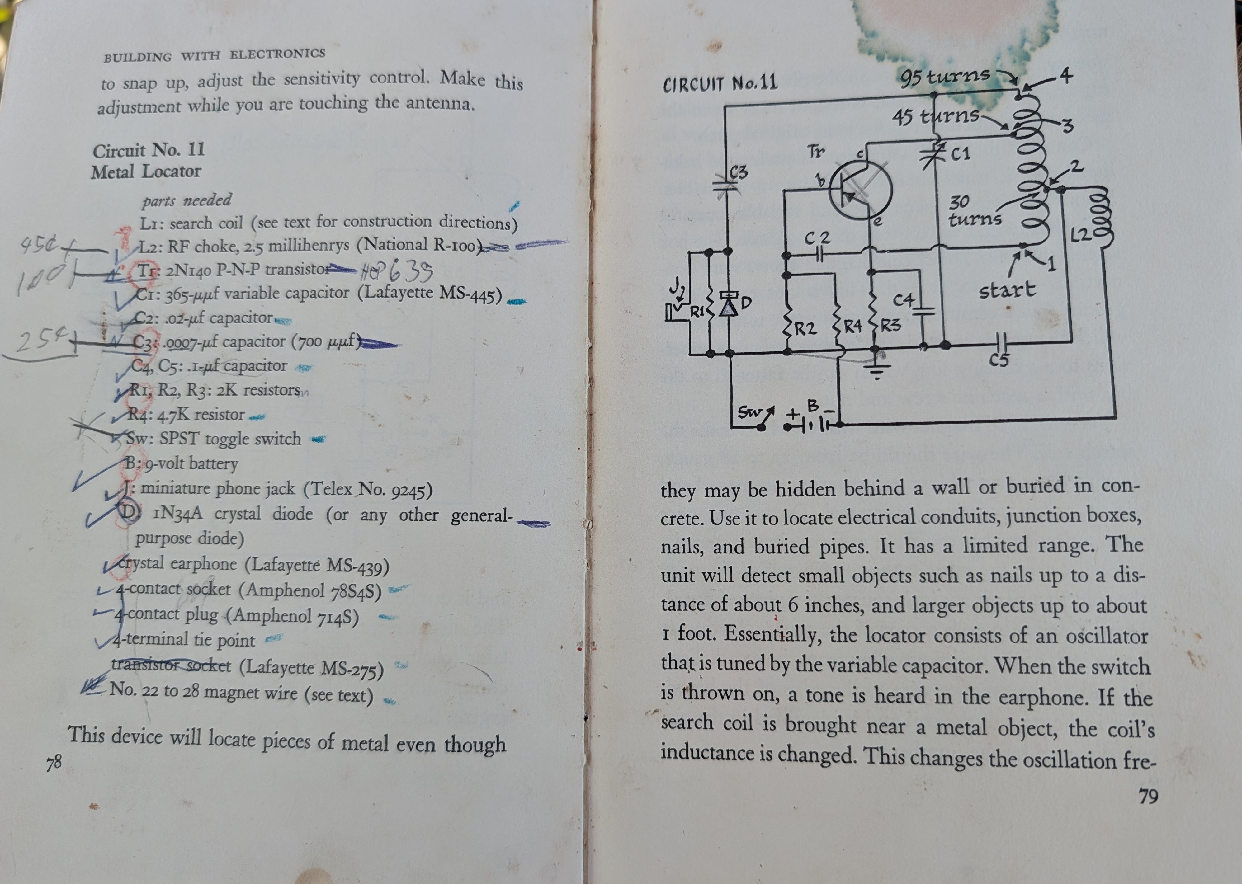 Metal Detector Parts and Schematic